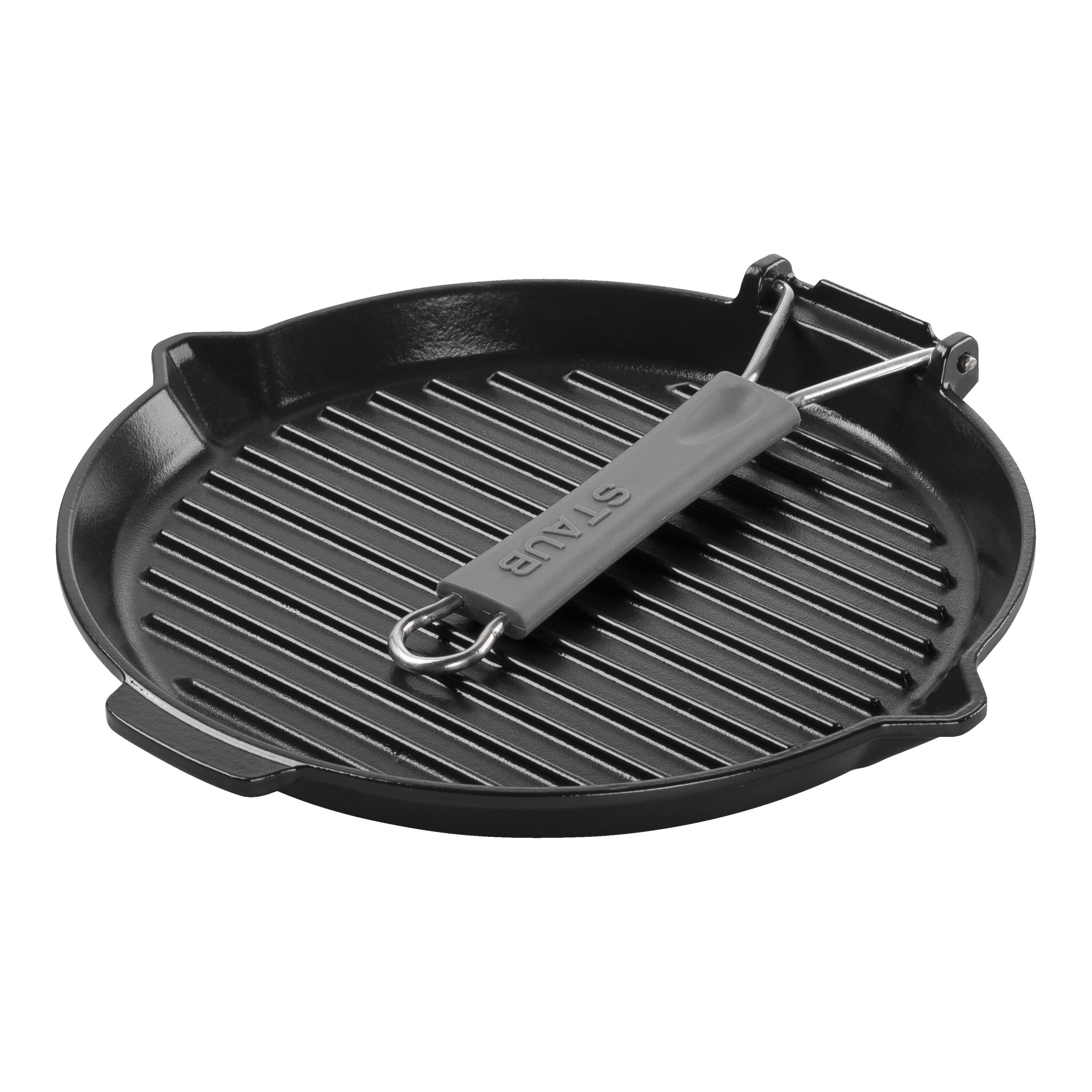 Staub        Grill Pans                Grillpfanne mit Ausgießnase 28 cm, rund, Schwarz, Gusseisen