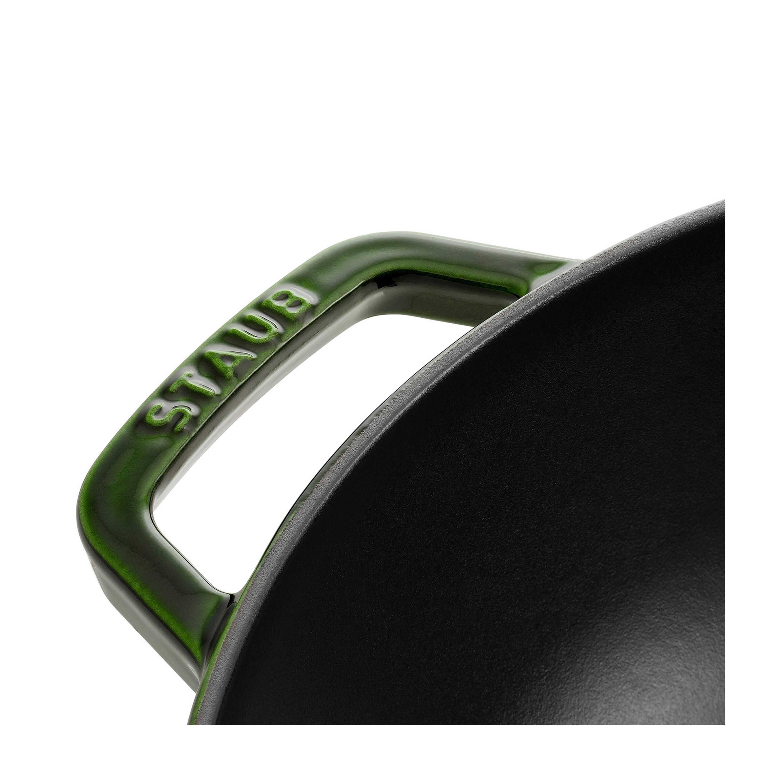 Staub        Specialities                Wok mit Glasdeckel 30 cm, rund, Basilikum-Grün, Gusseisen