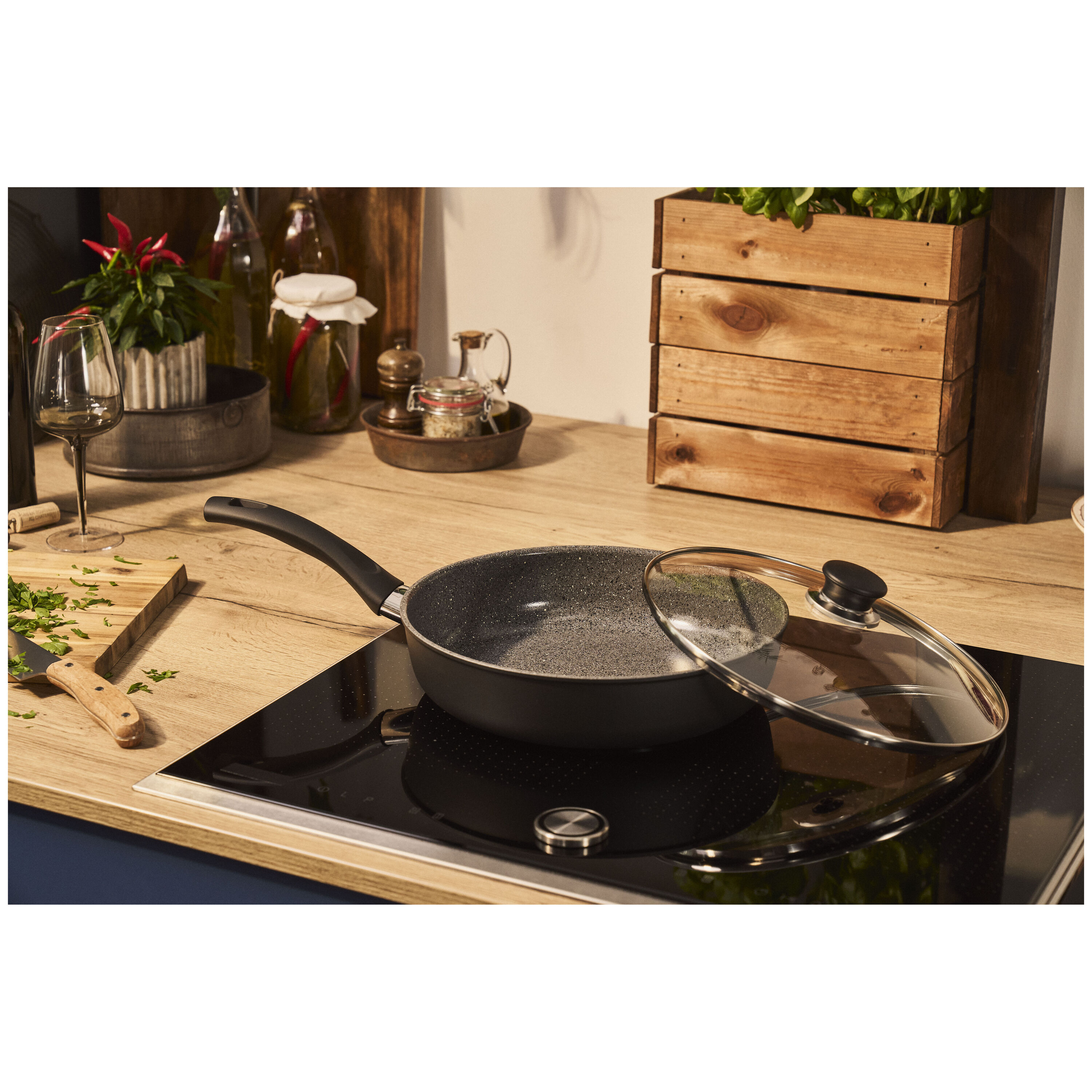 BALLARINI        Bari                Schmorpfanne mit Deckel, 28 cm, Aluminium, Keramische Antihaftbeschichtung