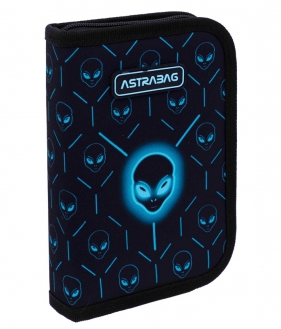 Piórnik pojedynczy dwuklapkowy bez wyposażenia Astrabag Neon Ufo. AC1