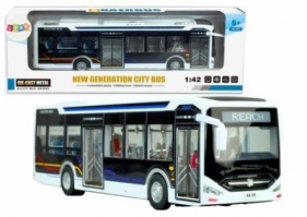 Autobus elektryczny miejski metalowy biały 1:42
