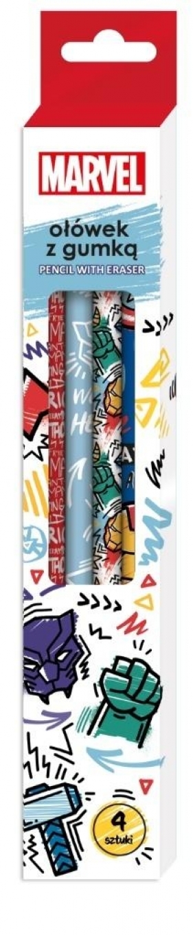 Ołówek z gumką 4 szt. - Avengers