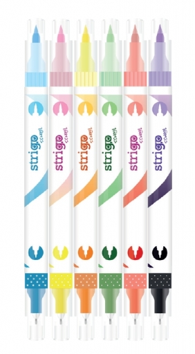 Dwustronny cienkopis i flamaster z końcówką Brush. 6 szt