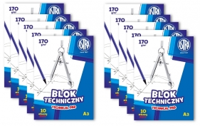 10x Blok techniczny Astra A3/10k. 170g - biały