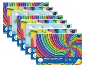 8x Blok techniczny A4. 10 kartek - kolorowy (134783)