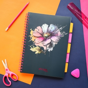 Kołozeszyt Strigo Pads Project Book A4 atka Kwiaty - Granatowy