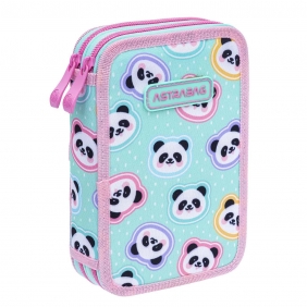 Piórnik podwójny bez wyposażenia Astrabag Minty Pandas. AC2