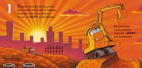 Na placu budowy Koparka i cyfry. Snów kolorowych. placu budowy