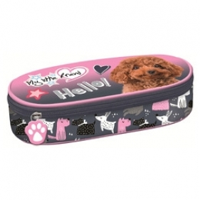 Piórnik saszetka usztywniona z wewnętrzną klapką - My Little Friend. Hello Dog