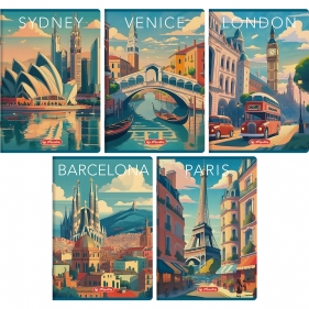 Zeszyt Retro City A5/60k atka z marginesem. 1 szt