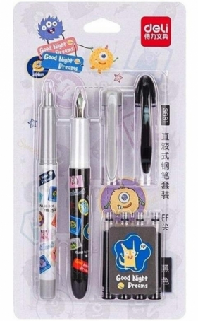 Pióra wieczne czarne z granat. nabojami 2szt DELI