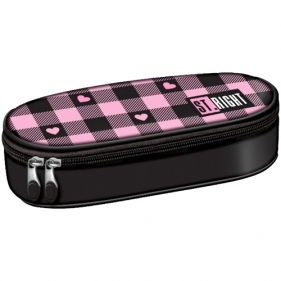 Piórnik saszetka usztywniona z wewnętrzną klapką - Pink Checkered