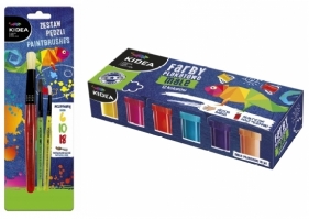 Zestaw: Farby plakatowe Kidea 12 kolorów x 20ml + Pędzle szkolne Kidea. 3 szt.