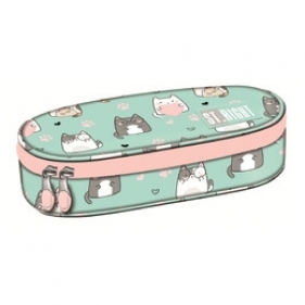 Piórnik saszetka usztywniona z wewnętrzną klapką - Charming Cats