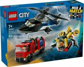 LEGO 60462 CITY Zestaw z helikopterem. wozem strażackim i łodzią podwodną