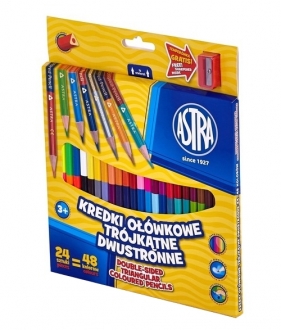 Kredki ołówkowe trójkątne. dwustronne + temperówka - 24 sztuki/48 kolorów (312116004)