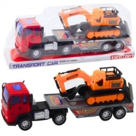 Ciężarówka z lawetą i koparką