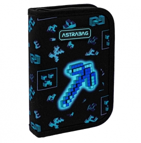 Piórnik pojedynczy jednoklapkowy z wyposażeniem Astrabag Dark Pixel. AC11