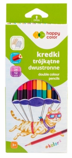 Kredki trójkątne 12szt 24 kolory HAPPY COLOR
