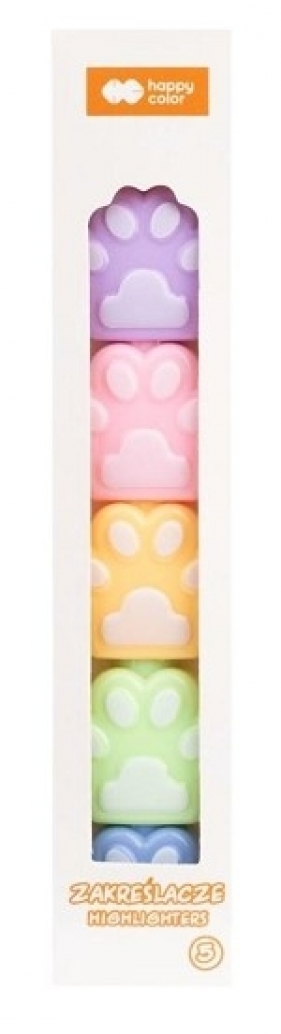 Happy Color. Zaeślacze fluo 5 szt - CAT&DOG