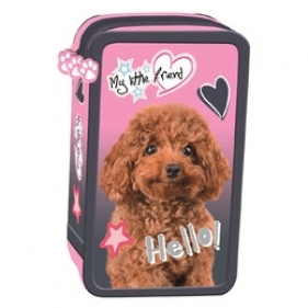 Piórnik szkolny potrójny z wyposażeniem - My Little Friend. Hello Dog