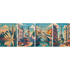 Brulion miękki Retro City A5/96k atka z marginesem