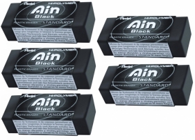 5x Pentel. Gumka ołówkowa ain black - czarna (ZEAH06)