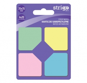Strigo Karteczki samoprzylepne - ścięte kwadraty. 4x20 kartek