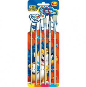 Pędzelki do farb i kleju Bambino. 6 sztuk