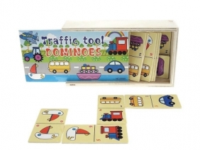 Domino obrazkowe drewniane pojazdy 15x8.5x4cm