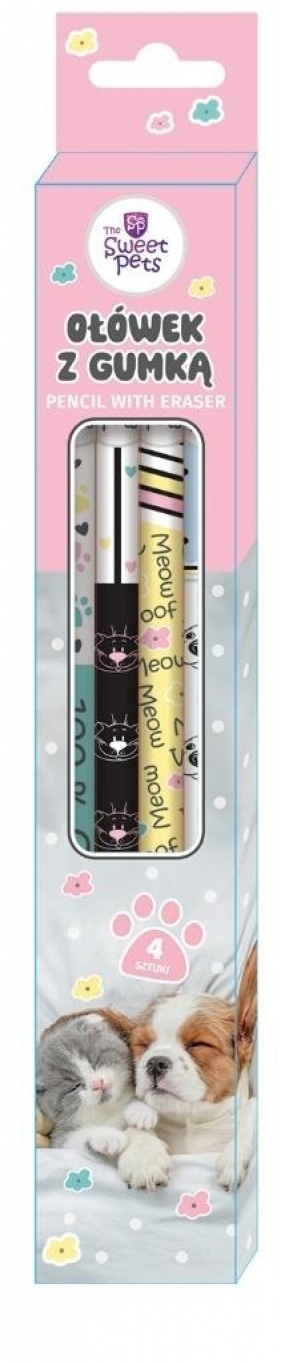 Ołówek z gumką 4 szt. - The Sweet Pets