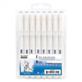 Cienkopisy graficzne czarne 8 grubości