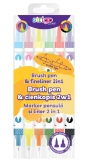 Dwustronny cienkopis i flamaster z końcówką Brush. 6 szt