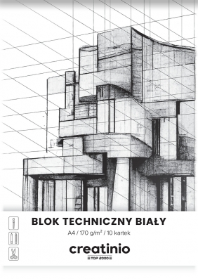 Blok techniczny Top 2000: A4 biały. 10k. 170g - creatinio. 1 szt