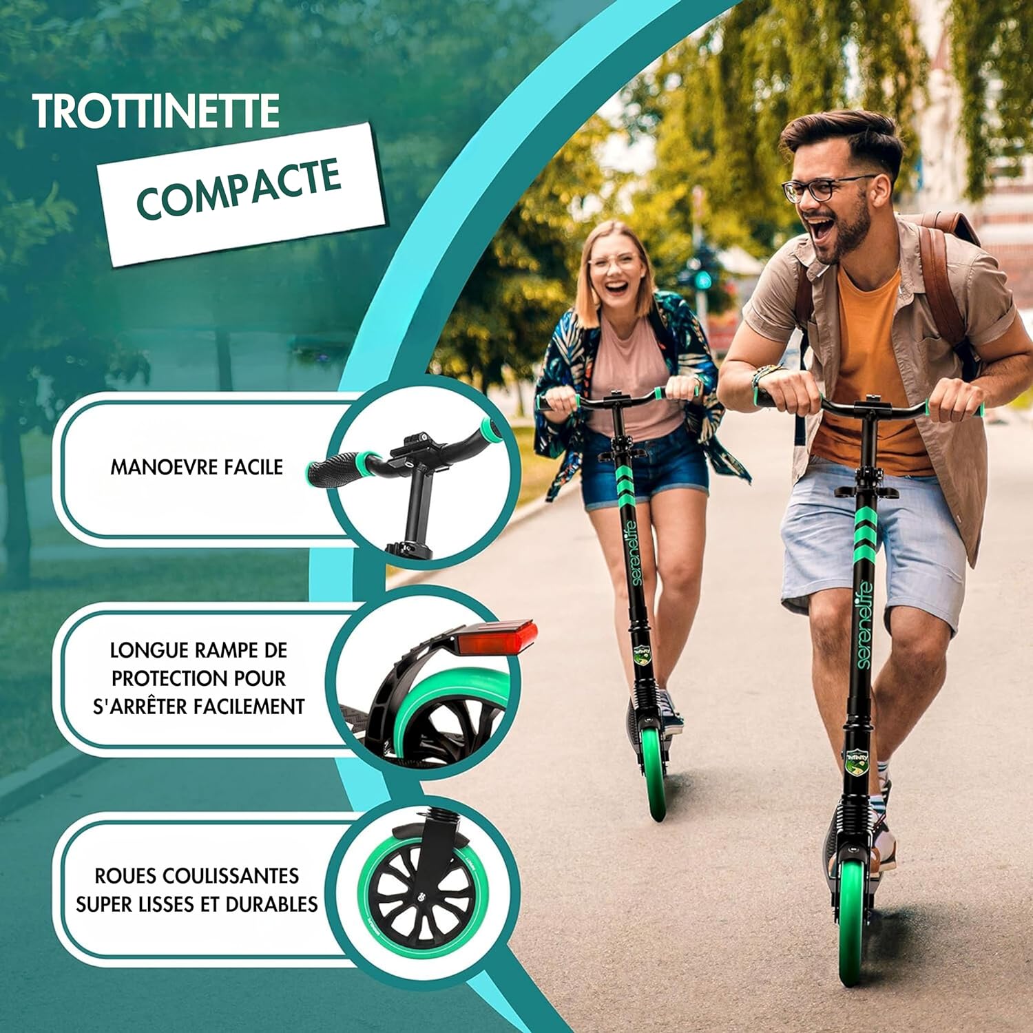 10 Colors Freestyle Scooter Adult and Teen Scooter - Adjustable Height. All Terrain Scooter with Large Wheels and Suspension. Foldable Scooter with Easy Maneuver