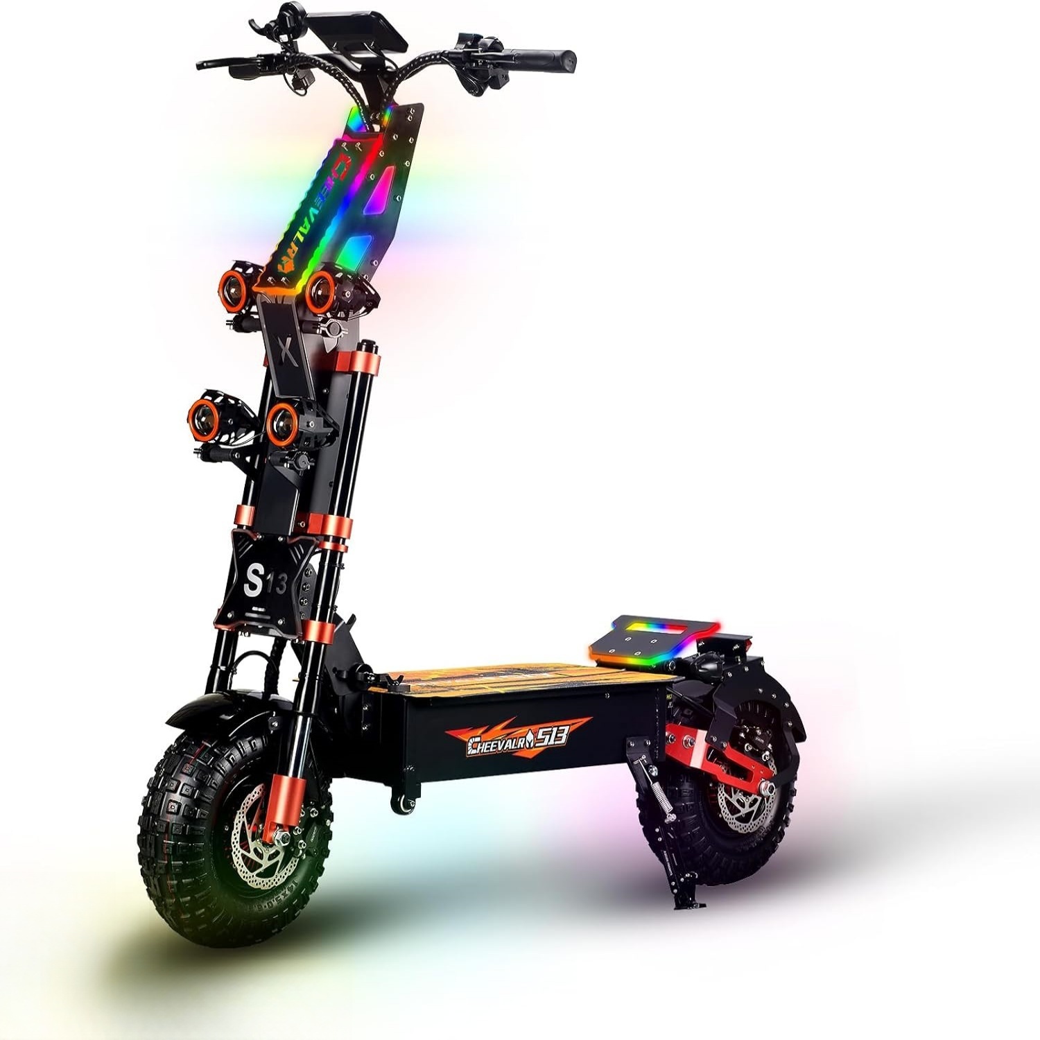 JAYSIMXIN Puissante Trottinette Électrique Adulte Scooter 14 Pouces Trottinette électrique Tout Terrain. système de Suspension Confortable. Batterie au 60V 40Ah. 8 Heures de Charge.130 km.