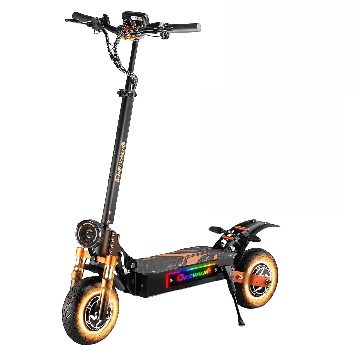 E Scooter mit Straßenzulassung 80-100 KM Reichweite. 48V 15Ah. 10 Zoll Offroad Luftreifen. ABE Elektroroller mit Doppelter Stoßdämpfung. Faltbarer E Roller Offroad Belastung bis 150 KG. LED. App
