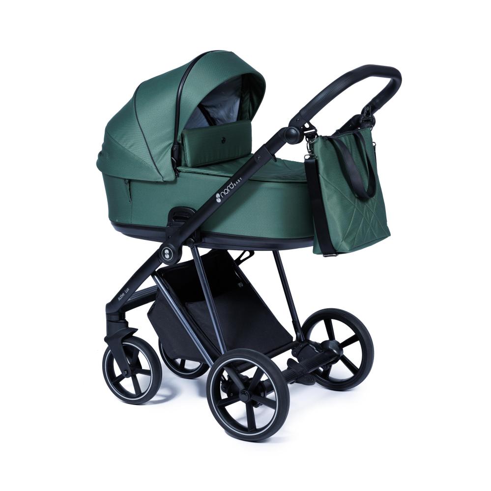Nordbaby Active Lux stroller set jungle green. chrome frame