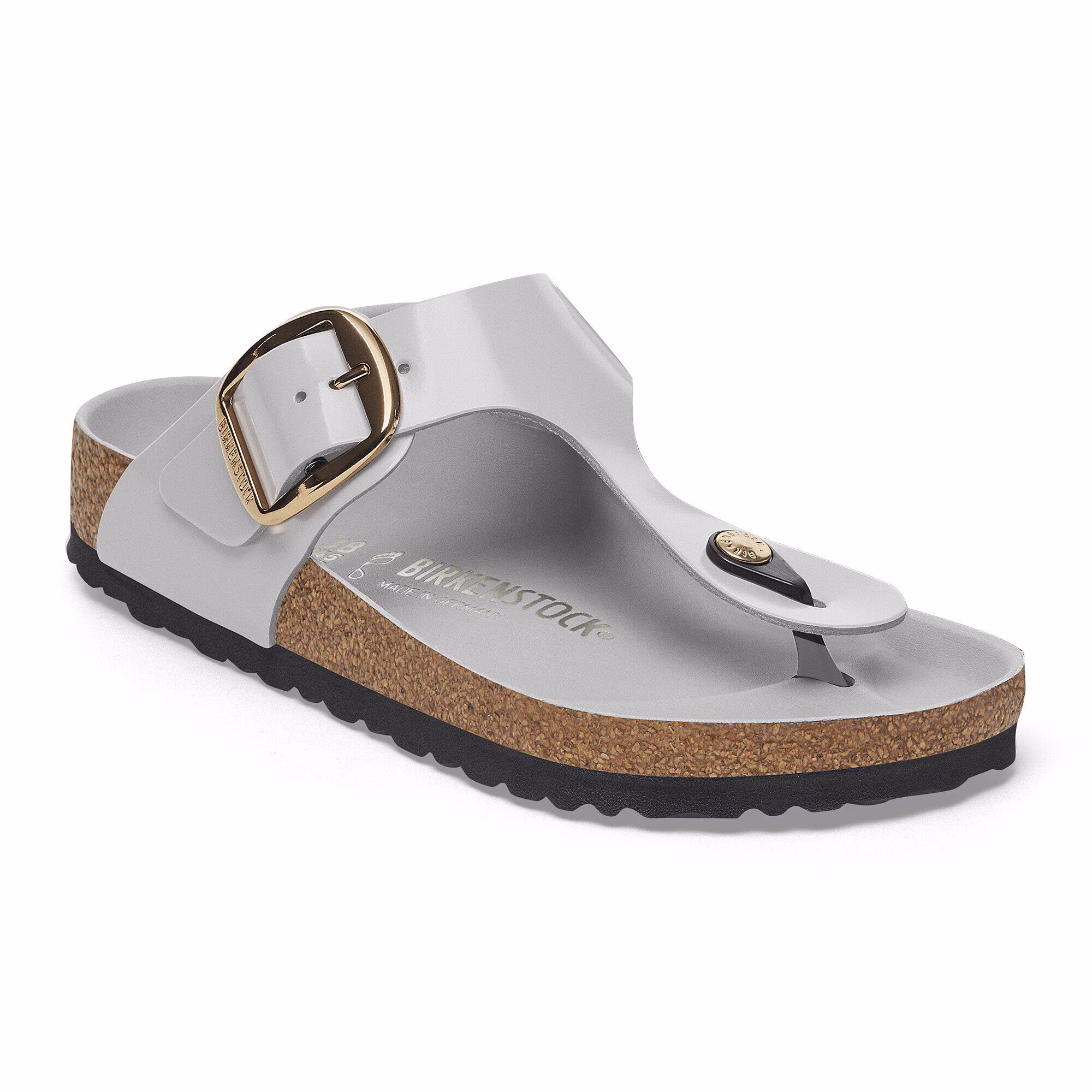 Gizeh Big Buckle Naturleder Lack - High-Shine Stone Coin