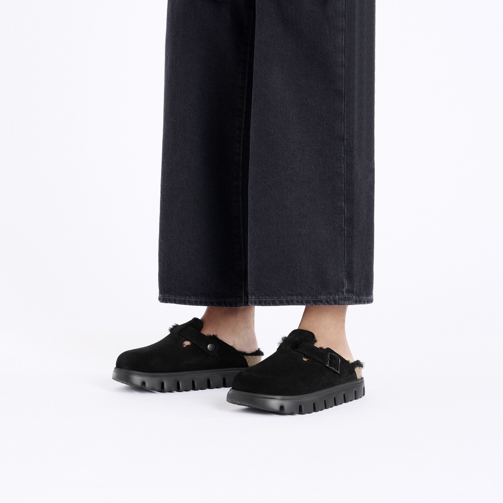 Boston PAP Chunky Shearling Veloursleder/Fell - Schwarz