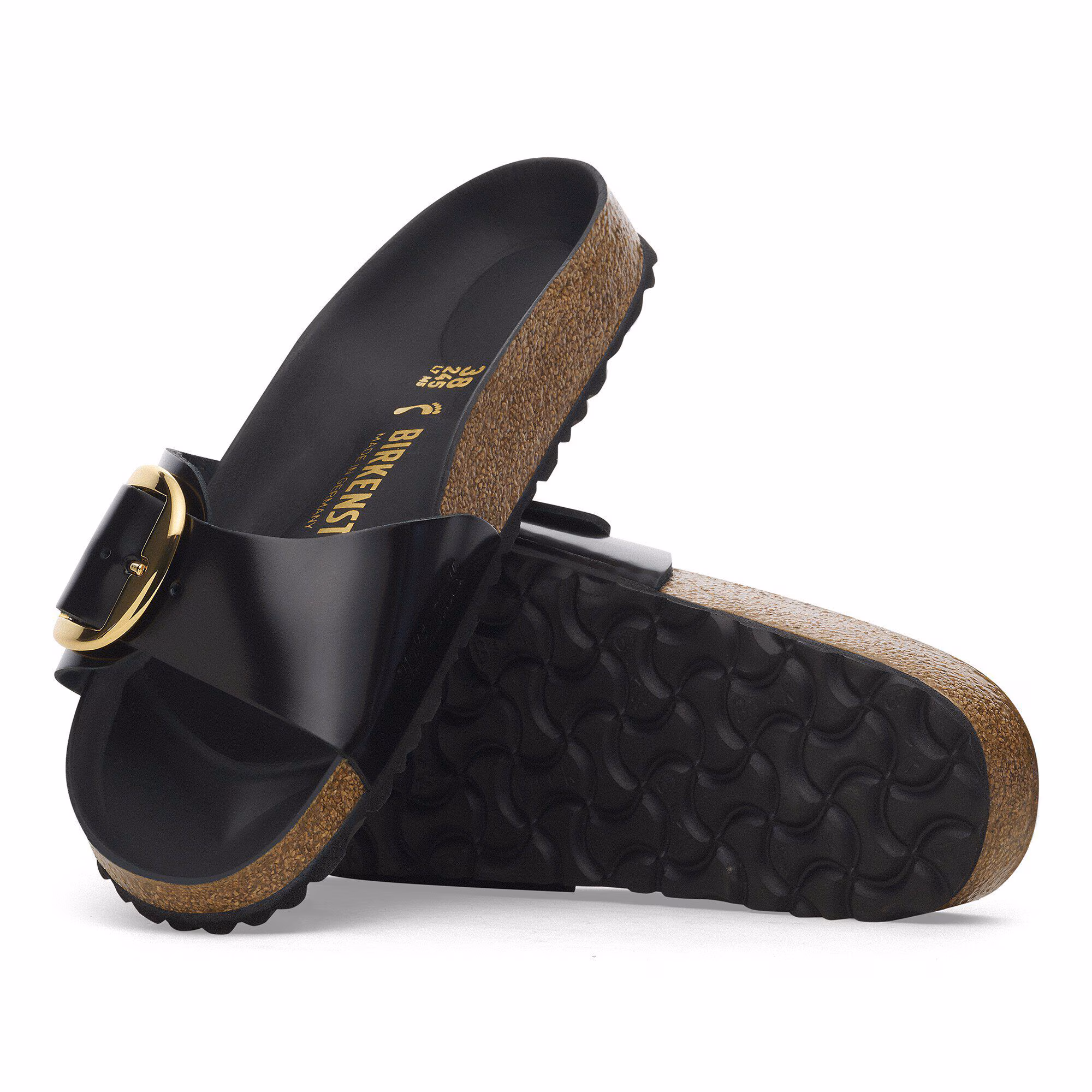 Madrid Big Buckle Naturleder Lack - High Shine Black