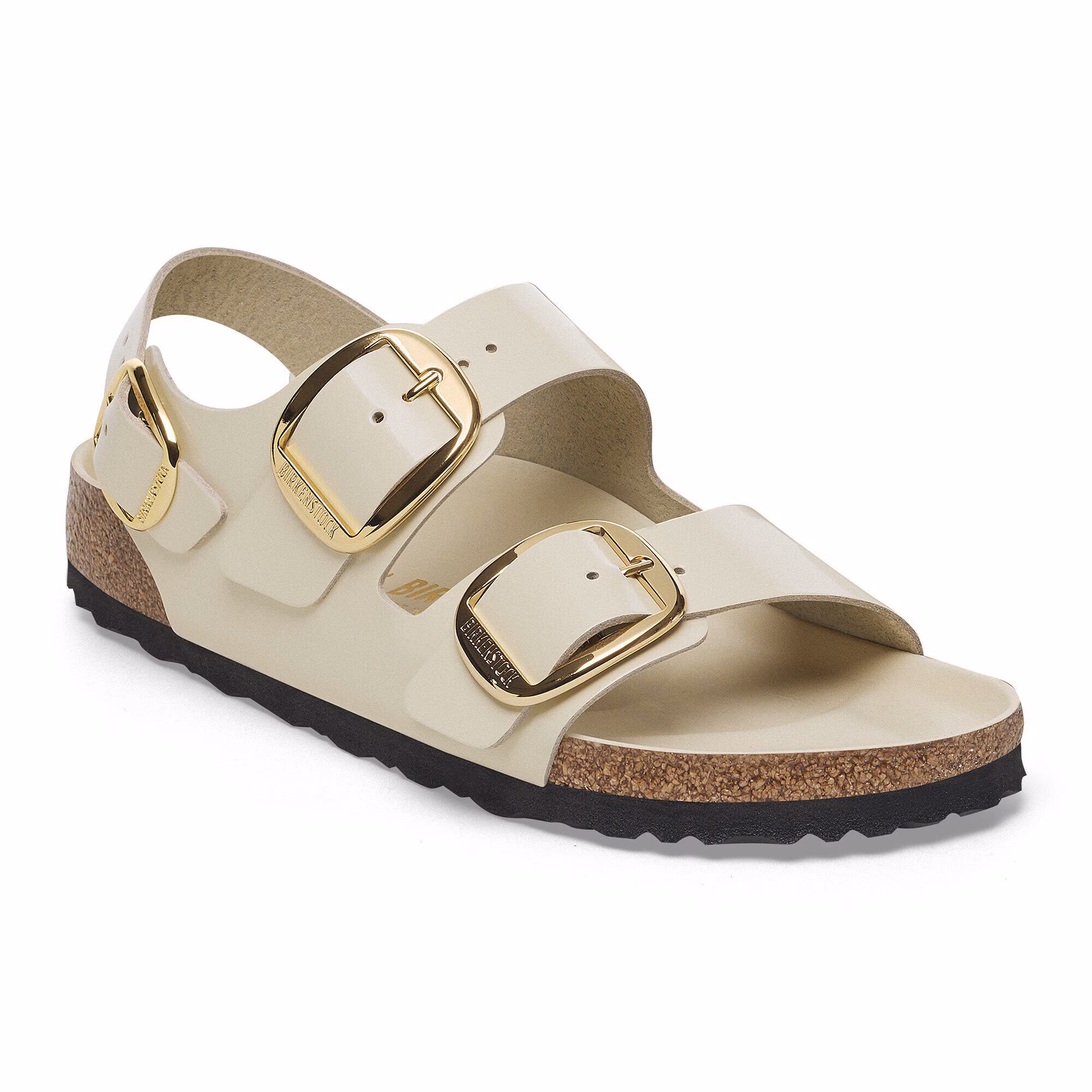 Milano Big Buckle Naturleder Lack - High-Shine Ecru