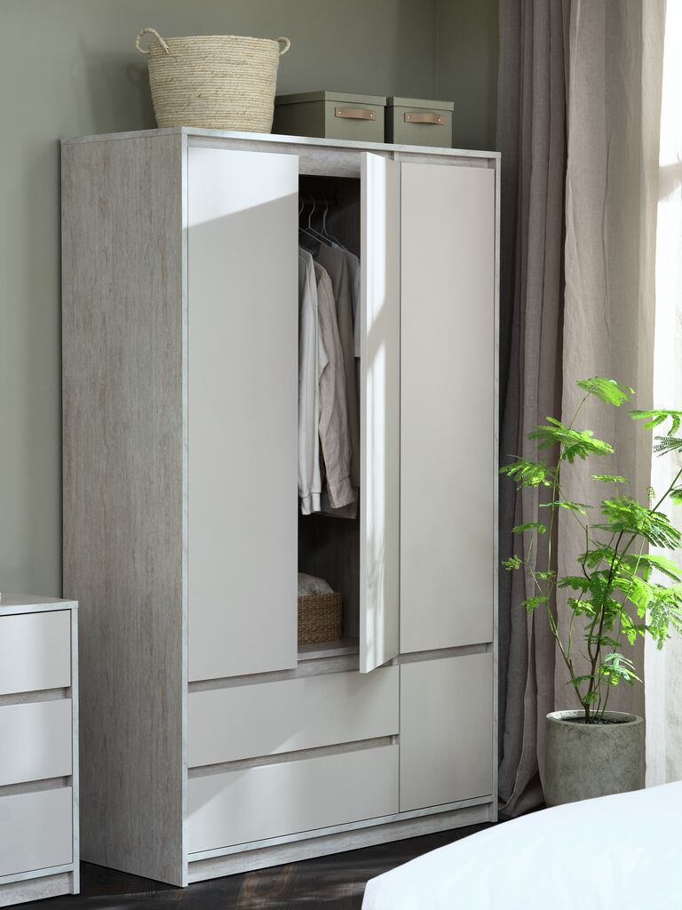 BILLUND Garderob BILLUND 119x193 4 dörrar 2 lådor travertin/beige