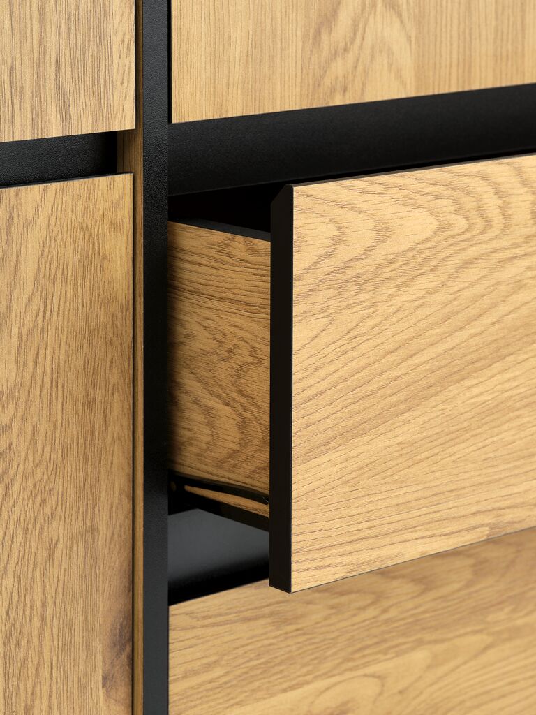 ODENSE Garderob ODENSE 179x210 5 dörrar 3 lådor varm ekfärgad