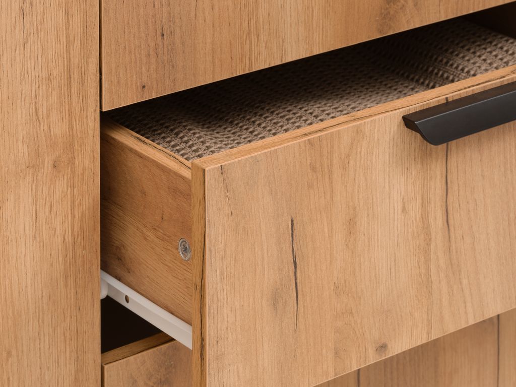 JENSLEV Garderob JENSLEV 144x176 3 dörrar 3 lådor natur vildekfärgad