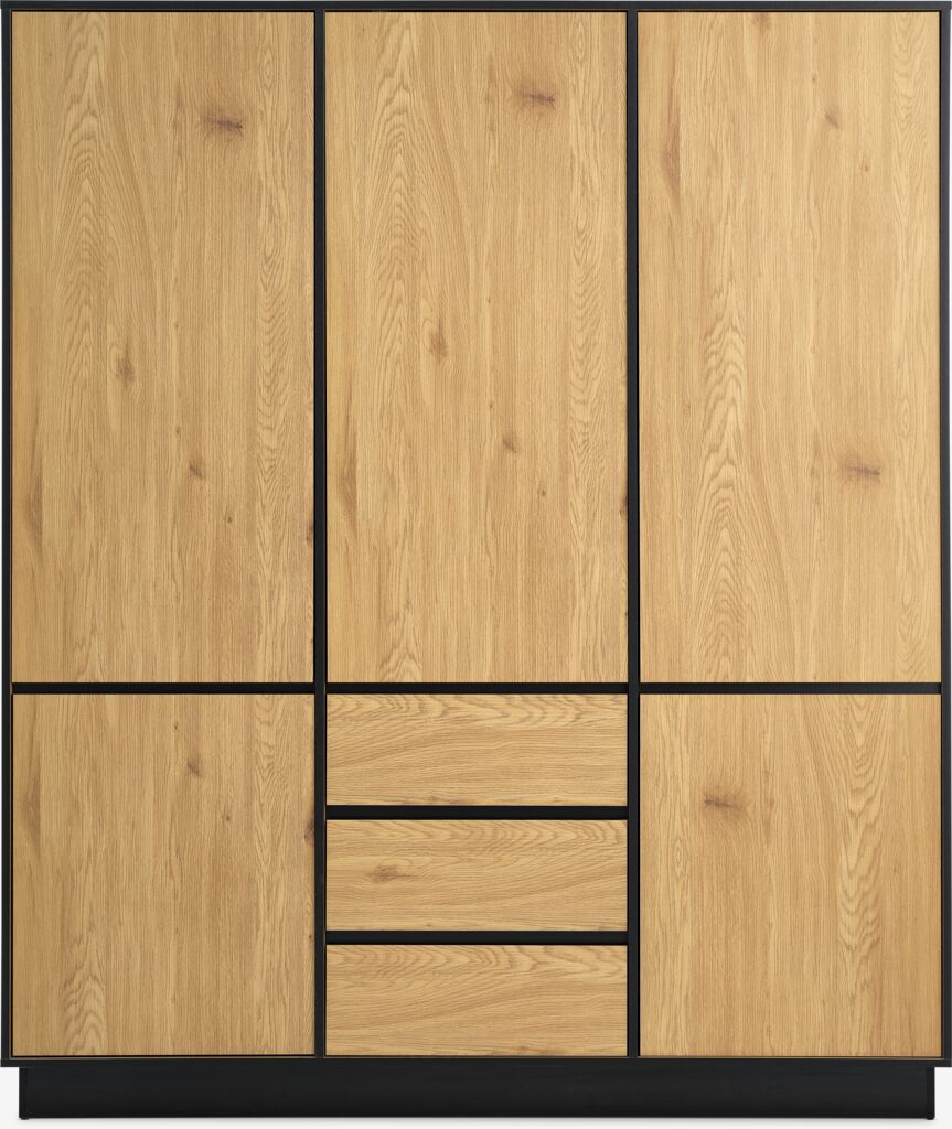 ODENSE Garderob ODENSE 179x210 5 dörrar 3 lådor varm ekfärgad