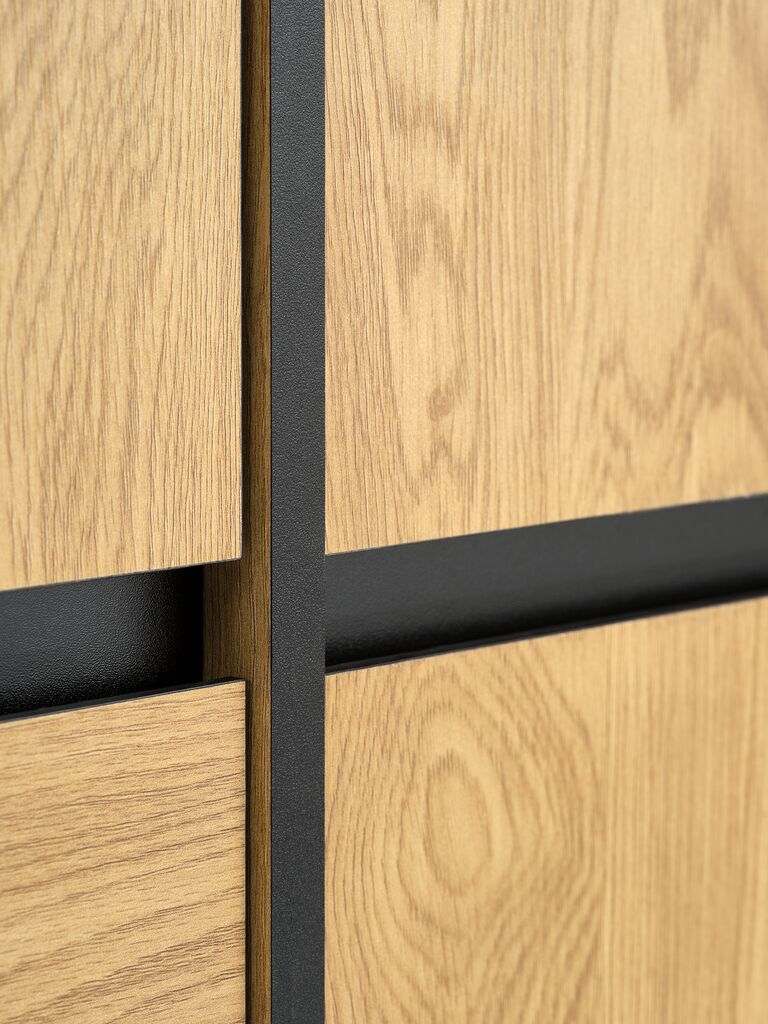 ODENSE Garderob ODENSE 120x210 3 dörrar 3 lådor varm ekfärgad