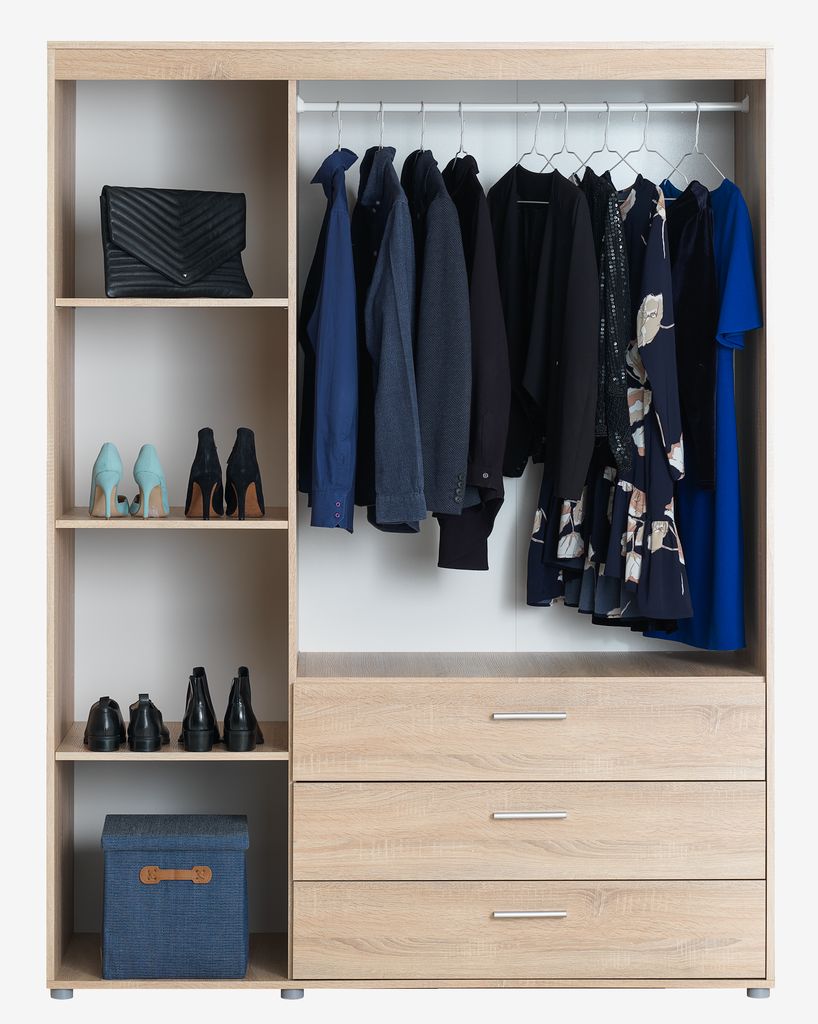 BIRKELSE Garderob BIRKELSE 150x198 ljus ekfärgad/vit