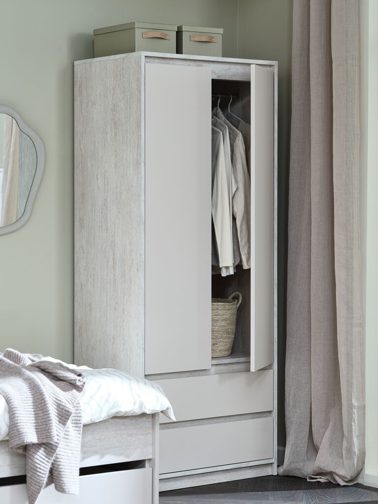 BILLUND Garderob BILLUND 80x193 2 dörrar 2 lådor travertin/beige