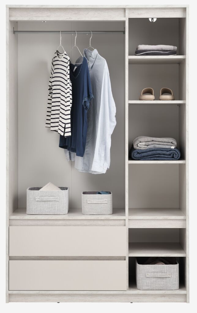 BILLUND Garderob BILLUND 119x193 4 dörrar 2 lådor travertin/beige